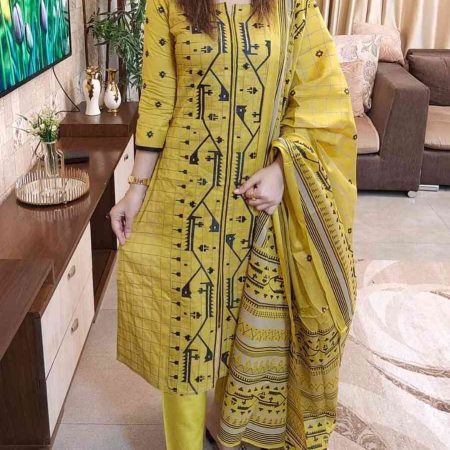 আনস্টিজ আফসান স্ক্রিন প্রিন্ট থ্রি-পিস